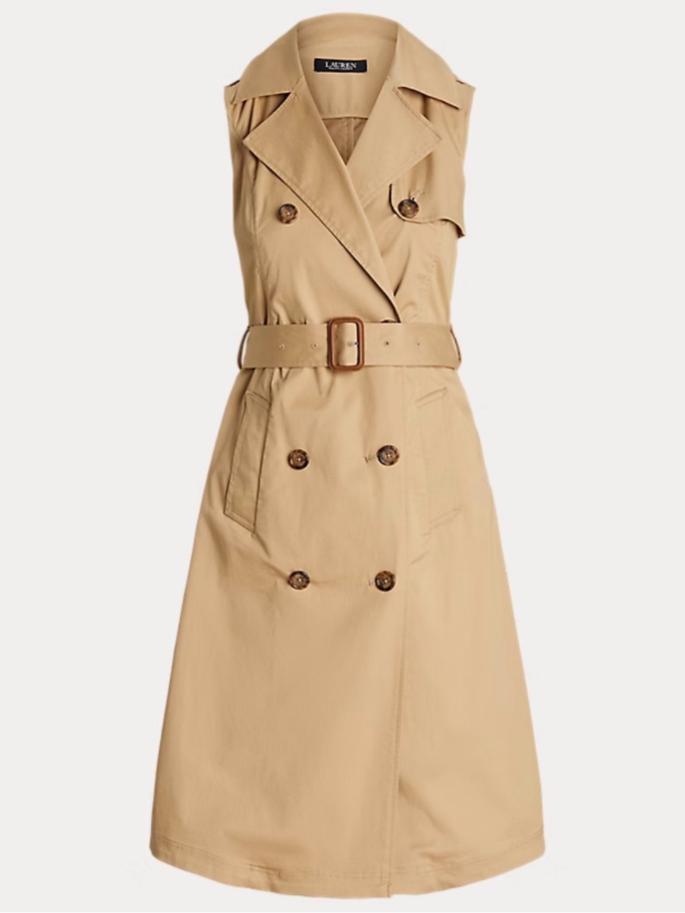 Lauren Ralph Lauren Sleeveless Trench Dress / Vest – New Tan – Size 16 – NWT